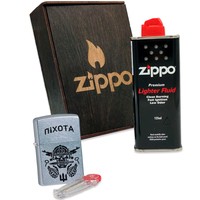 Подарочный набор Zippo Зажигалка 207PT Піхота + Коробка + Бензин 3141 + Кремни 2406