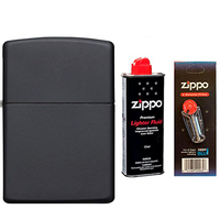 Фото Комплект Zippo Зажигалка 218 CLASSIC black matte + Бензин + Кремни в подарок