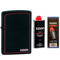 Фото Комплект Zippo Зажигалка 218 ZB CLASSIC black matte with zippo + Бензин + Кремни в подарок