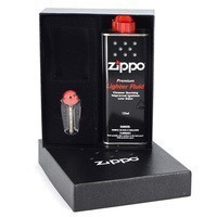 Комплект Zippo Зажигалка 218zb + Бензин + Подарочная упаковка + Кремни в подарок