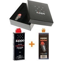 Комплект Zippo Подарочная упаковка + Бензин + Кремний в подарок 
