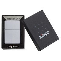 Комплект Zippo Зажигалка 205 CLASSIC satin chrome + Бензин + Кремни в подарок + Чехол с прорезью LPTBK