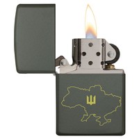 Комплект Zippo Зажигалка Regular Green Matte 221 Ukraine + Газовый инсерт к зажигалкам + Газ для зажигалок