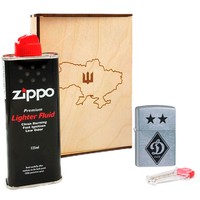 Подарочный набор Zippo Зажигалка 207DK Динамо Київ + Коробка + Бензин 3141 + Кремни 2406