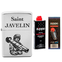 Фото Комплект Zippo Зажигалка Zippo 205 J Saint Javelin + Бензин + Кремни в подарок