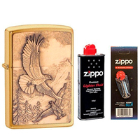 Фото Комплект Zippo Зажигалка 20854 + Бензин + Кремни в подарок