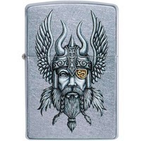 Комплект Zippo Зажигалка Viking Warrior Design 29871 + Подарочная упаковка + Бензин + Кремни