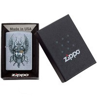 Комплект Zippo Зажигалка Viking Warrior Design 29871 + Подарочная упаковка + Бензин + Кремни