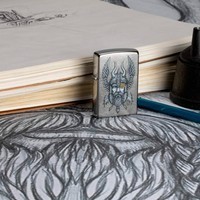 Комплект Zippo Зажигалка Viking Warrior Design 29871 + Подарочная упаковка + Бензин + Кремни
