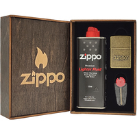 Комплект Zippo Зажигалка 28994 201FB Zippo Stamp + Бензин + Кремни + Подарочная коробка