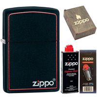 Фото Комплект Zippo Зажигалка 218 ZB CLASSIC black matte with zippo + Бензин + Кремни + Подарочная коробка