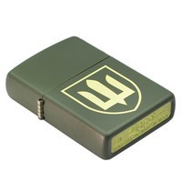 Комплект Zippo Зажигалка 221 TR Тризуб + Бензин + Кремни + Подарочная коробка