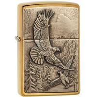 Фото Комплект Zippo Зажигалка WHERE EAGLESS DARE + Подарочная упаковка + Бензин + Кремни