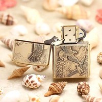 Комплект Zippo Зажигалка WHERE EAGLESS DARE + Подарочная упаковка + Бензин + Кремни