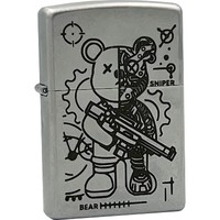 Зажигалка Zippo 205 Sniper Bear CLASSIC satin chrome