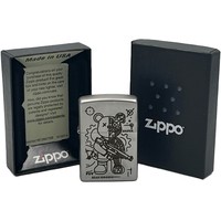 Комплект Zippo Зажигалка 205 Sniper Bear CLASSIC satin chrome + Бензин + Кремни + Подарочная коробка