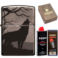 Фото Комплект Zippo Зажигалка Zippo 150 Wolves Design + Подарочная упаковка + Бензин + Кремни