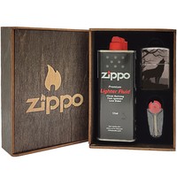 Комплект Zippo Зажигалка Zippo 150 Wolves Design + Подарочная упаковка + Бензин + Кремни