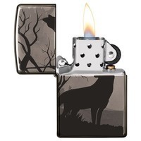 Комплект Zippo Зажигалка Zippo 150 Wolves Design + Подарочная упаковка + Бензин + Кремни