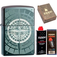 Фото Комплект Zippo Зажигалка Zippo 150n Compass + Подарочная упаковка + Бензин + Кремни