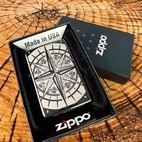 Комплект Zippo Зажигалка Zippo 150n Compass + Подарочная упаковка + Бензин + Кремни