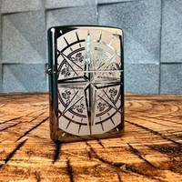 Комплект Zippo Зажигалка Zippo 150n Compass + Подарочная упаковка + Бензин + Кремни