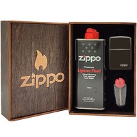 Комплект Zippo Зажигалка Zippo 150ZL CLASSIC BLACK ICE with zippo + Подарочная упаковка + Бензин + Кремни