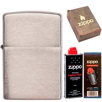 Фото Комплект Zippo Зажигалка Zippo 162 brushed chrome Heavy Wall Armor + Подарочная упаковка + Бензин + Кремни