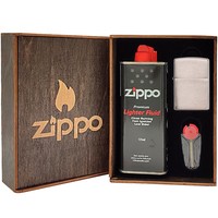 Комплект Zippo Зажигалка Zippo 162 brushed chrome Heavy Wall Armor + Подарочная упаковка + Бензин + Кремни