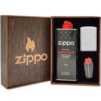 Фото Комплект Zippo Зажигалка Zippo 167 CLASSIC armor high polish chrome + Подарочная упаковка + Бензин + Кремни