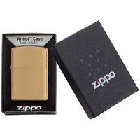 Комплект Zippo Зажигалка 168 CLASSIC armor brushed brass + Подарочная упаковка + Бензин + Кремни