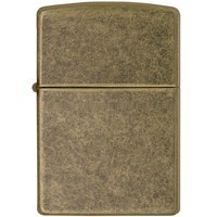 Комплект Zippo Зажигалка Zippo 201FB FLAT BTM ANTIQUE BRASS + Подарочная упаковка + Бензин + Кремни