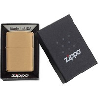 Комплект Zippo Зажигалка Zippo 204B CLASSIC brushed brass + Подарочная упаковка + Бензин + Кремни