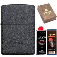Фото Комплект Zippo Зажигалка Zippo 211 IRON STONE + Подарочная упаковка + Бензин + Кремни