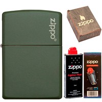 Фото Комплект Zippo Зажигалка Zippo 221 ZL CLASSIC green matte with zippo + Подарочная упаковка + Бензин + Кремни