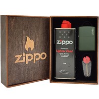 Фото Комплект Zippo Зажигалка Zippo 221 ZL CLASSIC green matte with zippo + Подарочная упаковка + Бензин + Кремни