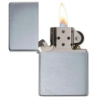 Комплект Zippo Зажигалка Zippo 230 CLASSIC brushed chrome + Подарочная упаковка + Бензин + Кремни
