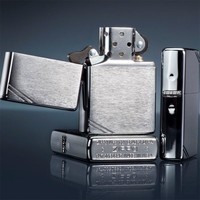 Комплект Zippo Зажигалка Zippo 230 CLASSIC brushed chrome + Подарочная упаковка + Бензин + Кремни