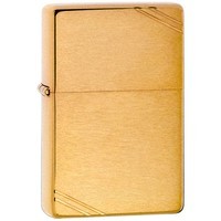 Фото Комплект Zippo Зажигалка Zippo 240 CLASSIC vintage brushed brass + Подарочная упаковка + Бензин + Кремни