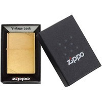 Комплект Zippo Зажигалка Zippo 240 CLASSIC vintage brushed brass + Подарочная упаковка + Бензин + Кремни