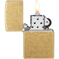 Комплект Zippo Зажигалка Zippo Regular Street Brass 48267 + Подарочная упаковка + Бензин + Кремни