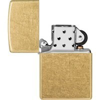 Комплект Zippo Зажигалка Zippo Regular Street Brass 48267 + Подарочная упаковка + Бензин + Кремни