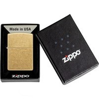 Комплект Zippo Зажигалка Zippo Regular Street Brass 48267 + Подарочная упаковка + Бензин + Кремни
