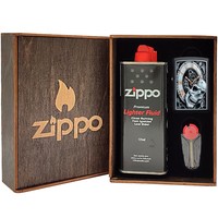 Комплект Zippo Зажигалка Zippo Skull Clock Design 29854 + Подарочная упаковка + Бензин + Кремни