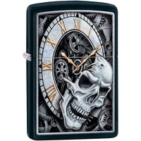 Комплект Zippo Зажигалка Zippo Skull Clock Design 29854 + Подарочная упаковка + Бензин + Кремни