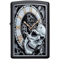 Комплект Zippo Зажигалка Zippo Skull Clock Design 29854 + Подарочная упаковка + Бензин + Кремни