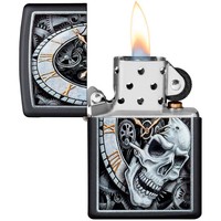 Комплект Zippo Зажигалка Zippo Skull Clock Design 29854 + Подарочная упаковка + Бензин + Кремни