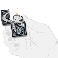 Комплект Zippo Зажигалка Zippo Skull Clock Design 29854 + Подарочная упаковка + Бензин + Кремни