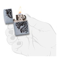 Комплект Zippo Зажигалка Zippo 207 Dragon CLASSIC street chrome + Подарочная упаковка + Бензин + Кремни