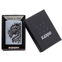 Комплект Zippo Зажигалка Zippo 207 Dragon CLASSIC street chrome + Подарочная упаковка + Бензин + Кремни